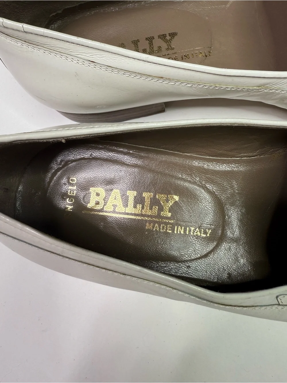 Bally White Leather Chain-Trim Loafers Men Shoes Size 7.5 Made in Italy